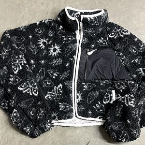Pac Sun Butterfly Fleece Cropped Jacket Size XS